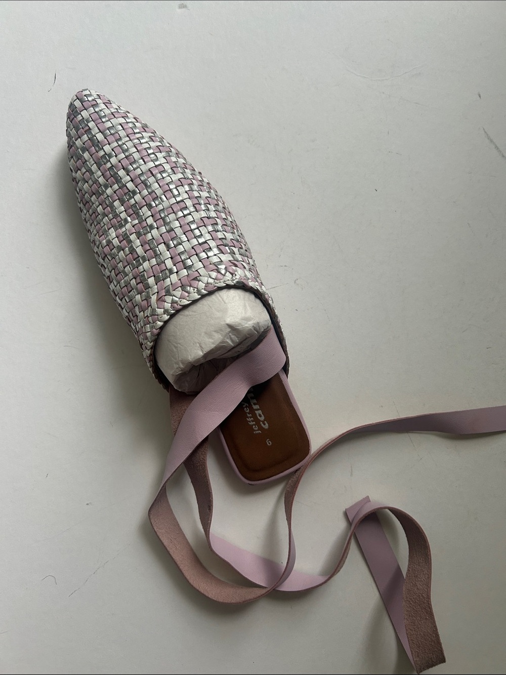 Woven Purple Leather Pointed Toe Flats